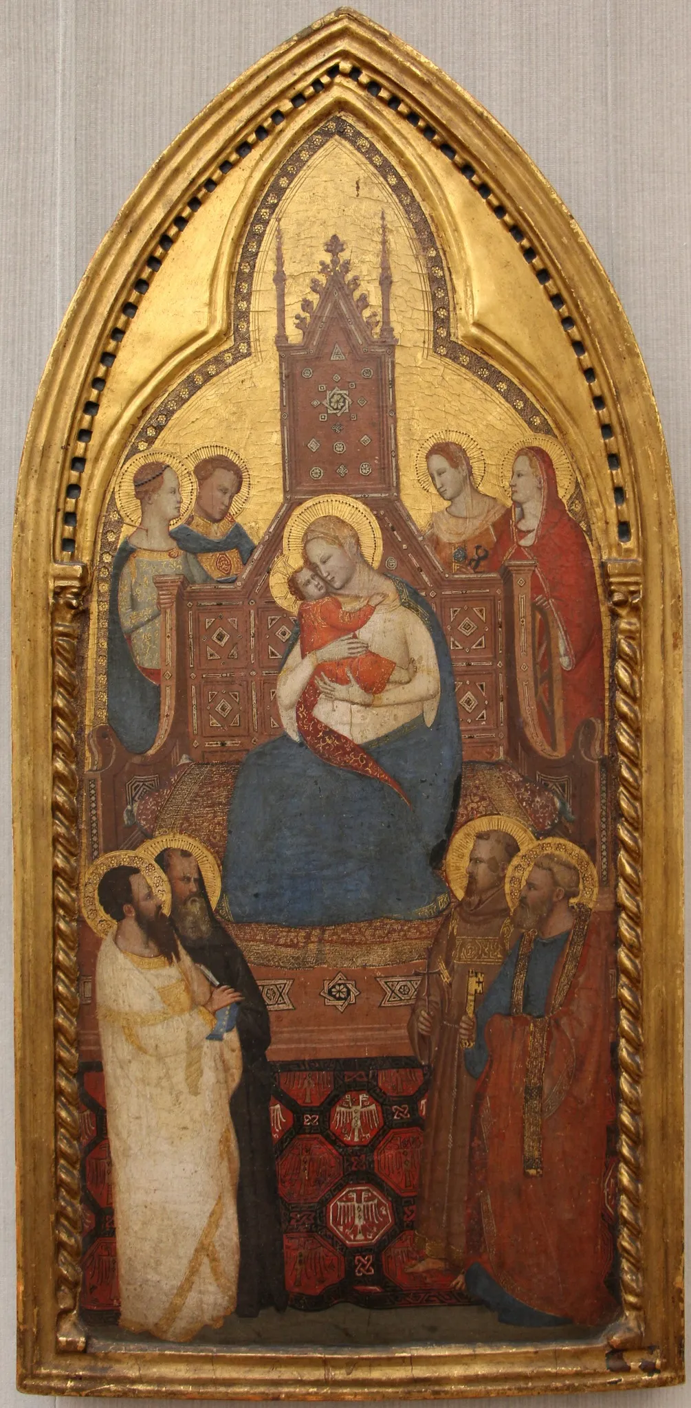 Virgin and Child enthroned with eight saints, by Master of San Lucchese, unspecified, 1345