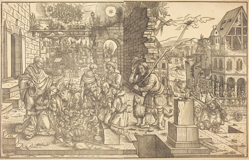 The Adoration of the Shepherds, by Master of the Adoration of the Shepherds, ink, 1535