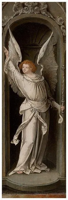 Annunciation (Angel), by Master of the Antwerp Adoration
