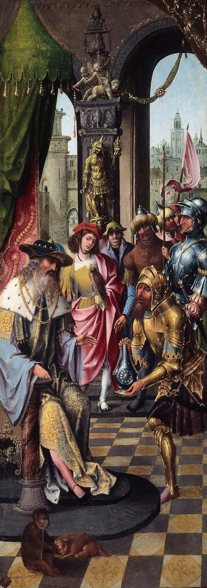 King David Receiving the Cistern Water of Bethlehem, by Master of the Antwerp Adoration, oil, 1515