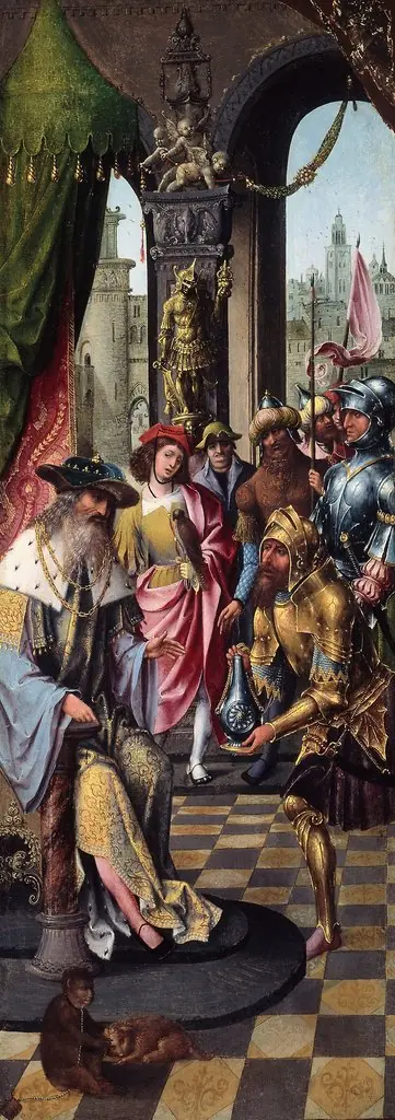 King David Receiving the Cistern Water of Bethlehem, by Master of the Antwerp Adoration