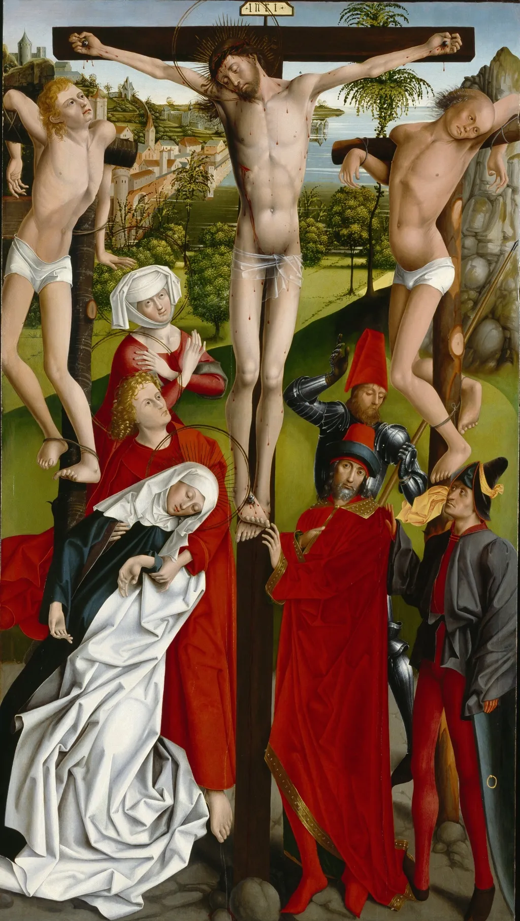 The Crucifixion, by Master of the Augsburg Visitation, oil, 1470