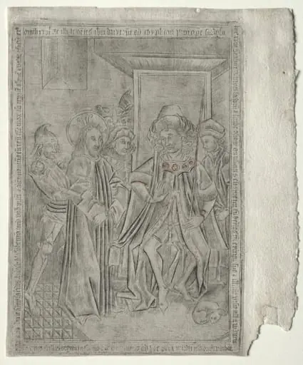 The Passion: Christ before Caiaphas, by Master of the Banderoles