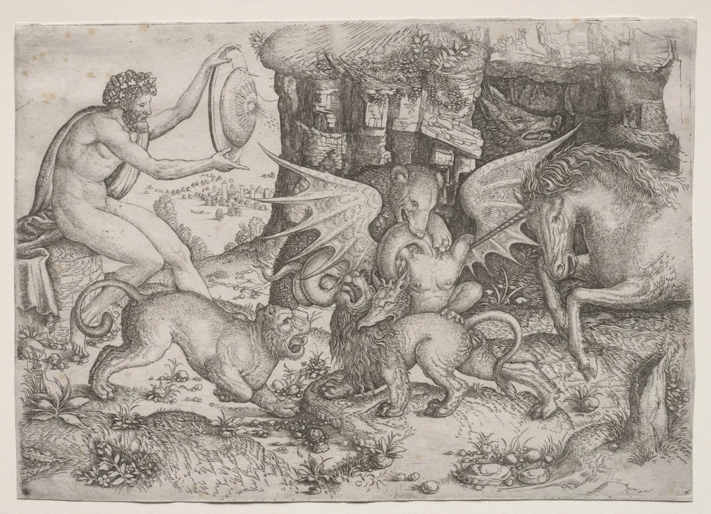Allegorical Theme: Combat of Animals, by Master of the Beheading of St. John the Baptist, 1518