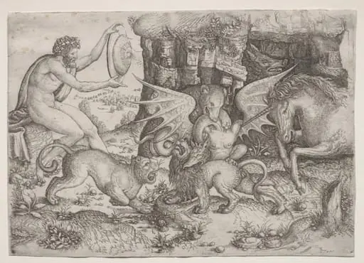 Allegorical Theme:  Combat of Animals, by Master of the Beheading of St. John the Baptist