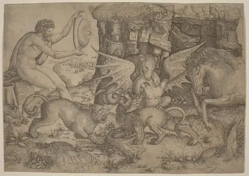 Allegorical Theme: Combat of Animals, by Master of the Beheading of St. John the Baptist
