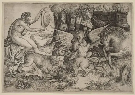 Allegorical Theme: Combat of Animals, by Master of the Beheading of St. John the Baptist