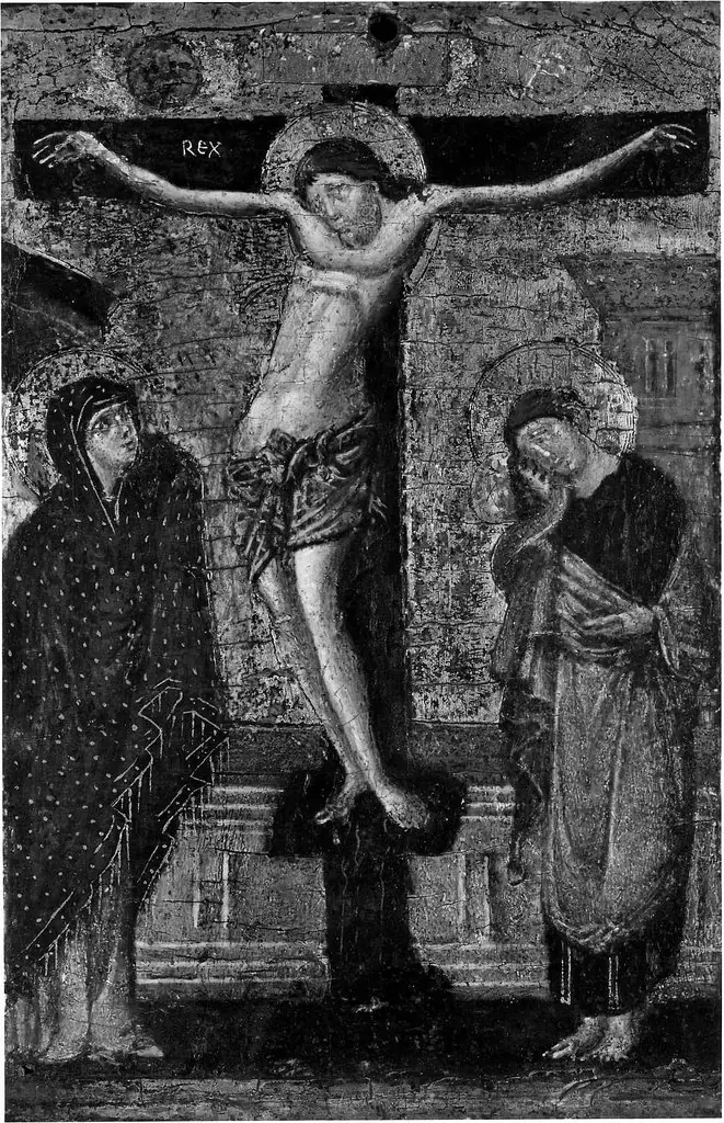 Christ on the Cross with the Virgin and Saint John the Evangelist, by Master of the Blue Crucifixes
