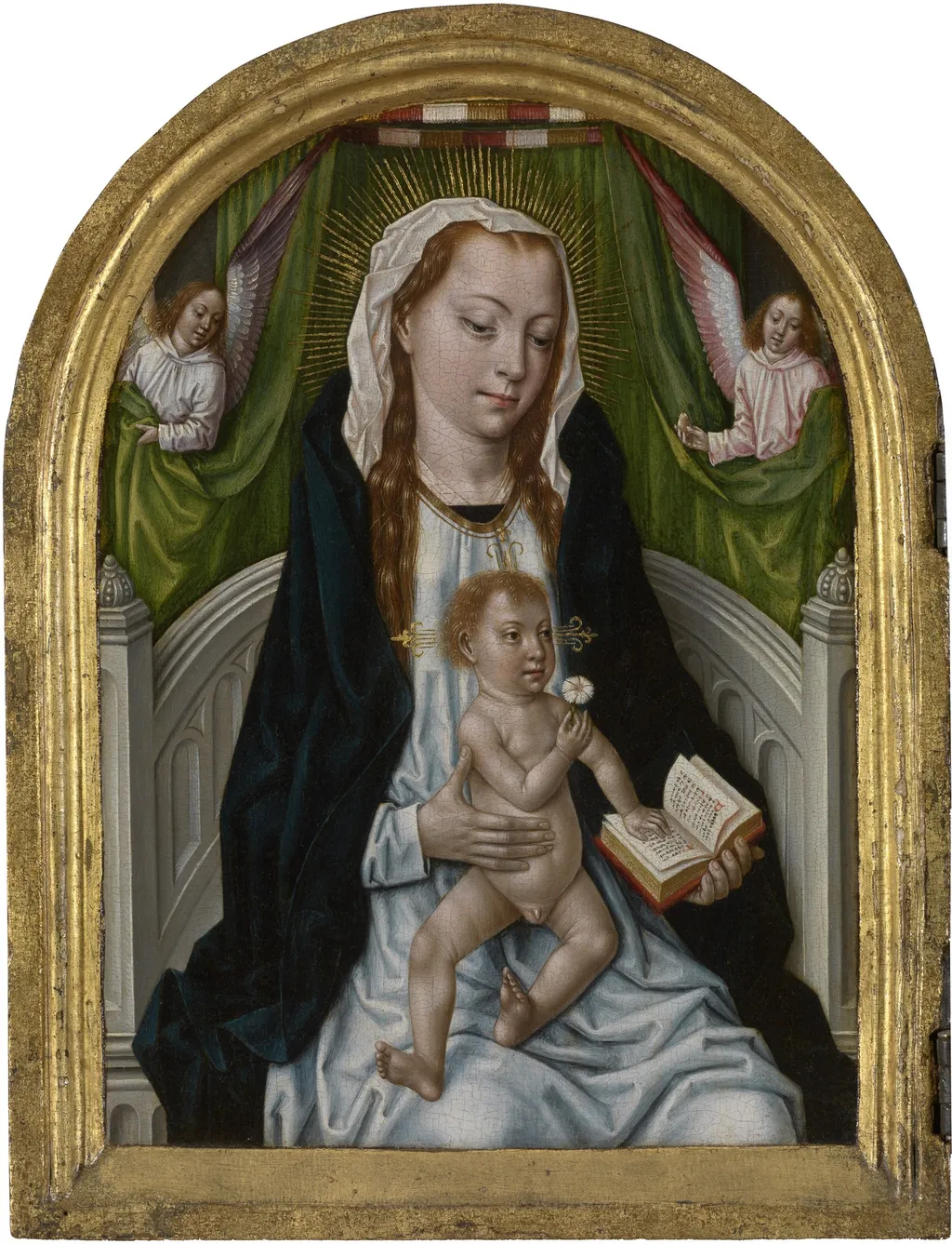 Virgin and Child with Angels, by Master of the Bruges Legend of St. Ursula, oil, 1494