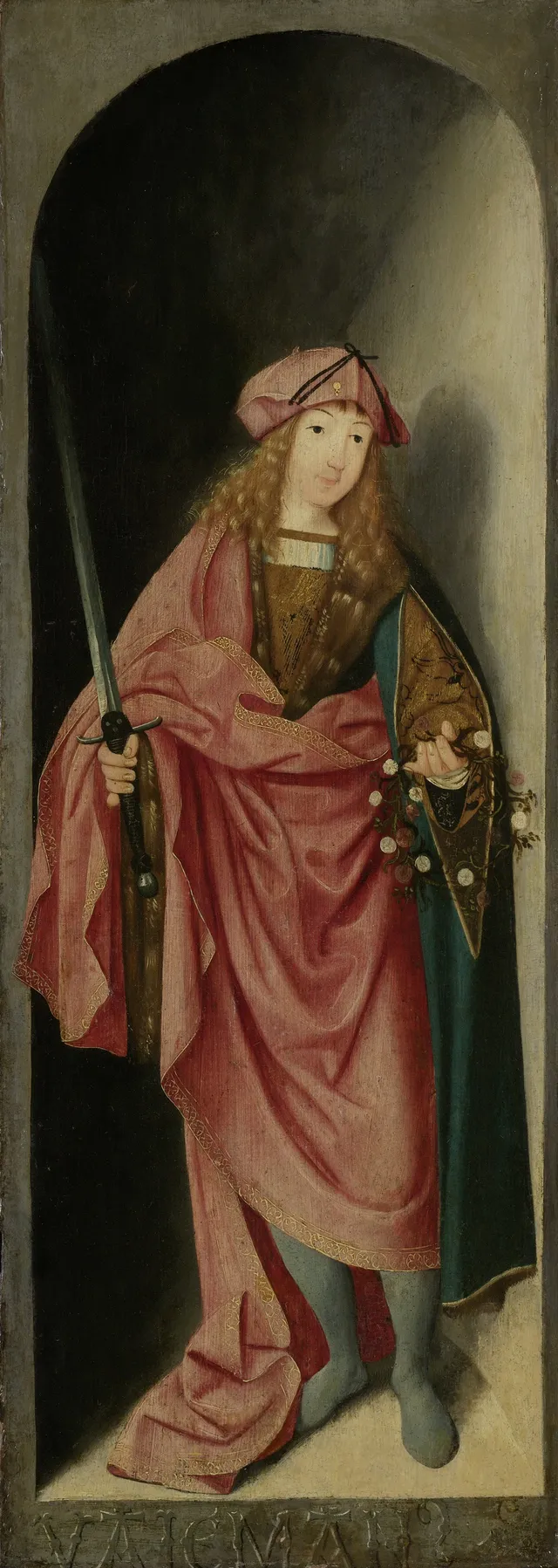 Left wing of a triptych with St Valerianus