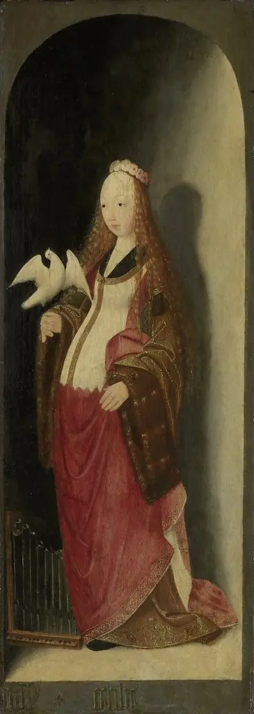 Right wing of a triptych with St Cecilia, by Master of the Brunswick Diptych