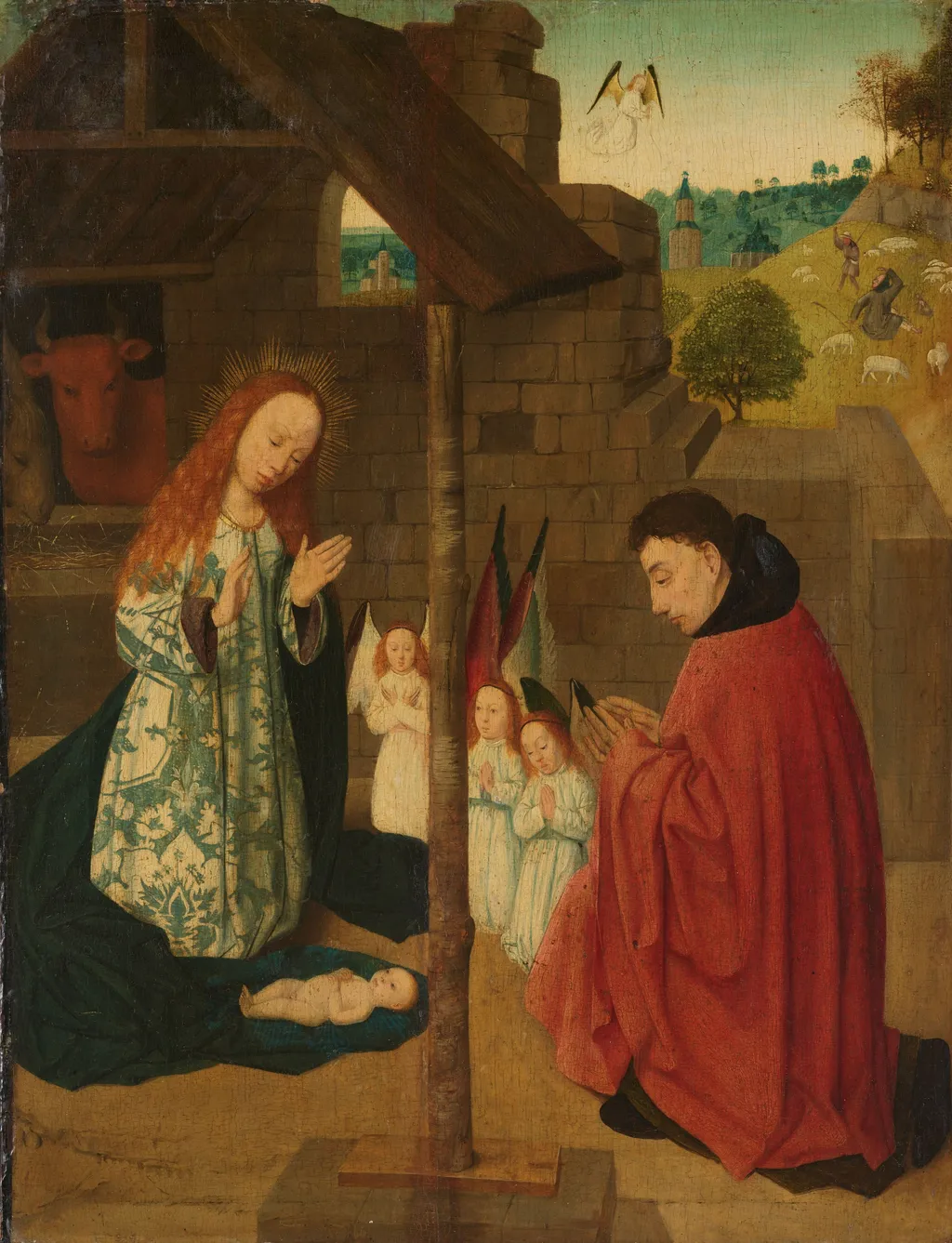 The nativity, by Master of the Brunswick Diptych, oil, 1500