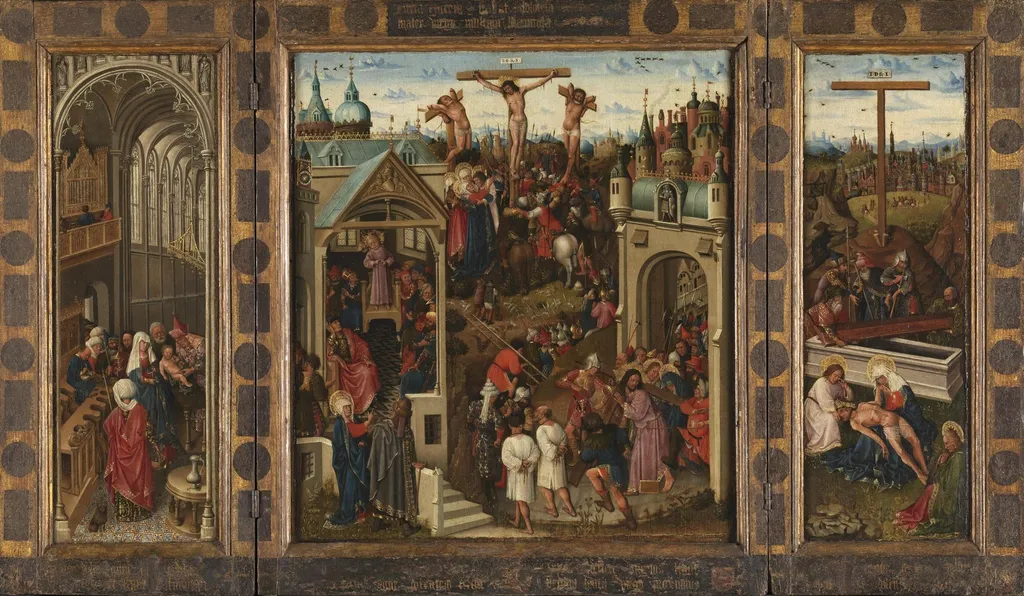 Triptych with Scenes from the Life of Christ, by Master of the Collins Hours, oil, 1440