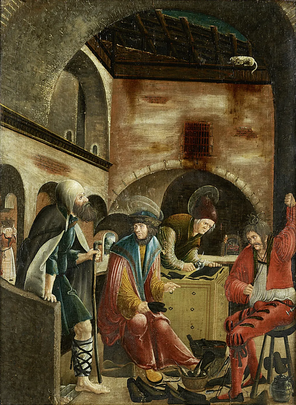Die Heiligen Crispinus und Crispinianus in ihrer Schusterwerkstatt, by Master of the Crispin Legend, unspecified, 1520
