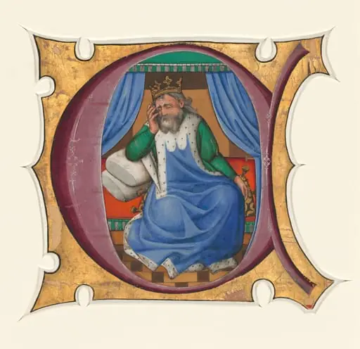 Initial C with David (King Saul?), by Master of the Cypresses
