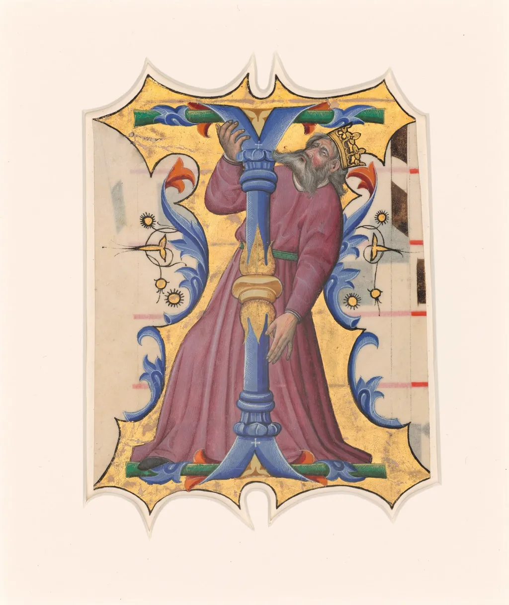 Initial I with David, by Master of the Cypresses, 1434