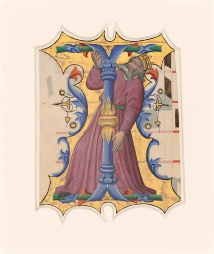Initial I with David, by Master of the Cypresses