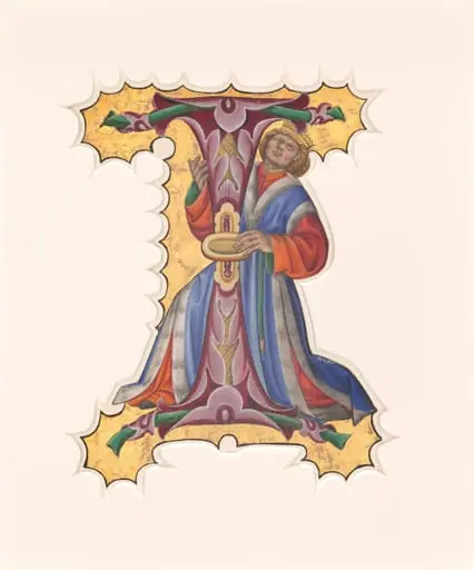 Initial I with David, by Master of the Cypresses