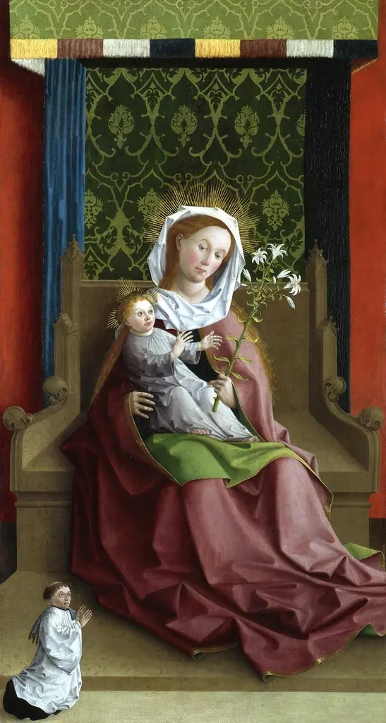 Darmstadt Altarpiece: Virgin and Child Enthroned, by Master of the Darmstadt Passion