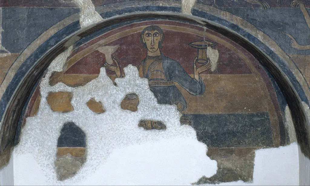 Man with two cups from Santa Maria de Taüll, by Master of the Day of Judgement, unspecified, 1123