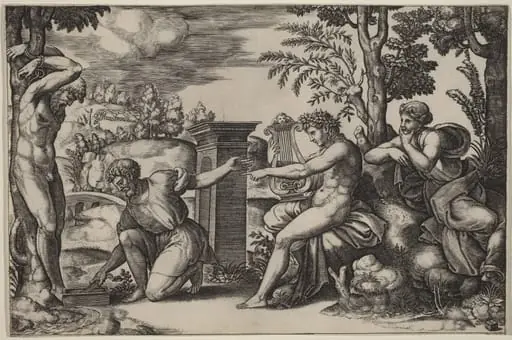 Apollo and Marsyas, by Master of the Die