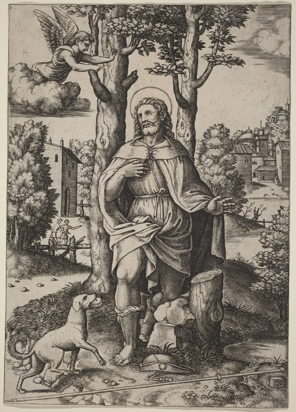 Saint Roch, by Master of the Die, ink, 1522