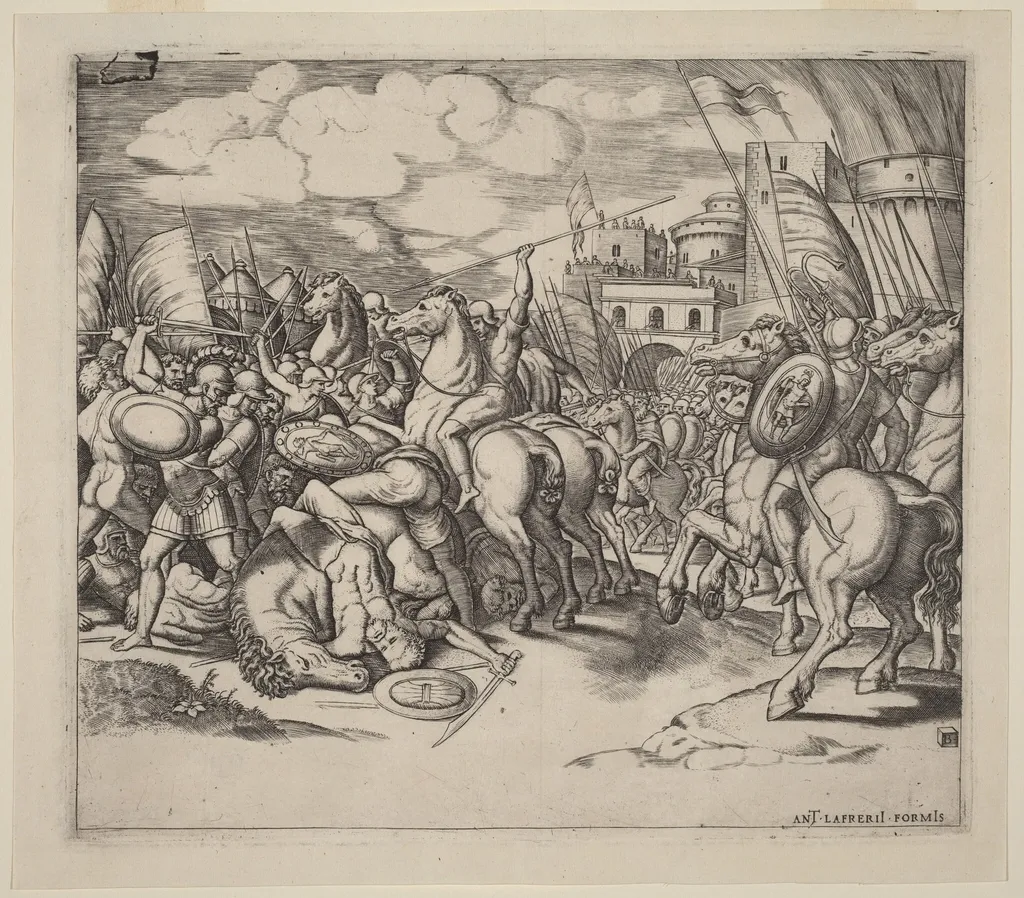 The Victory of Scipio over Syphax, by Master of the Die, ink, 1522