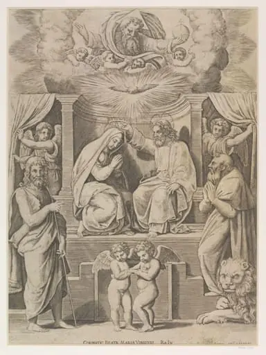 The Virgin Crowned by Jesus Christ, by Master of the Die