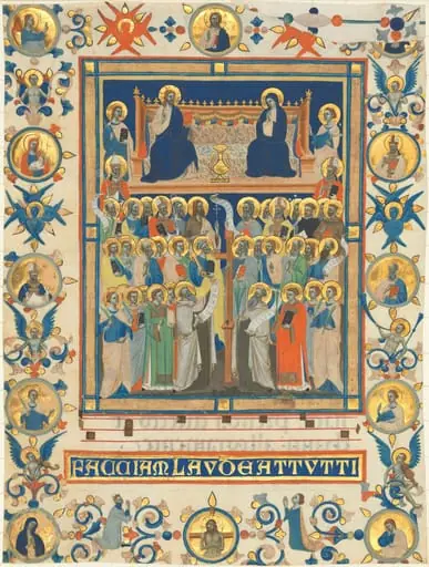 Christ and the Virgin Enthroned with Forty Saints, by Master of the Dominican Effigies
