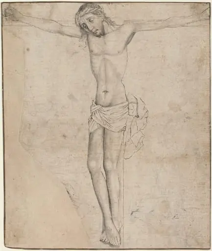 Christ on the Cross [recto], by Master of the Drapery Studies