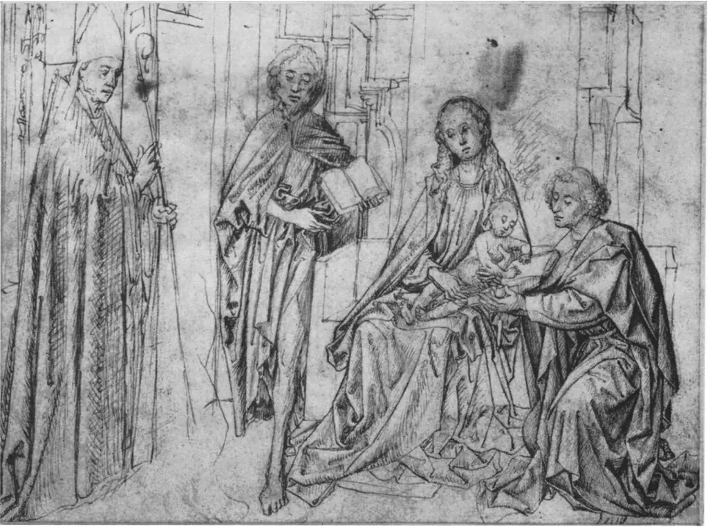 Virgin and Child with Saints, by Master of the Drapery Studies