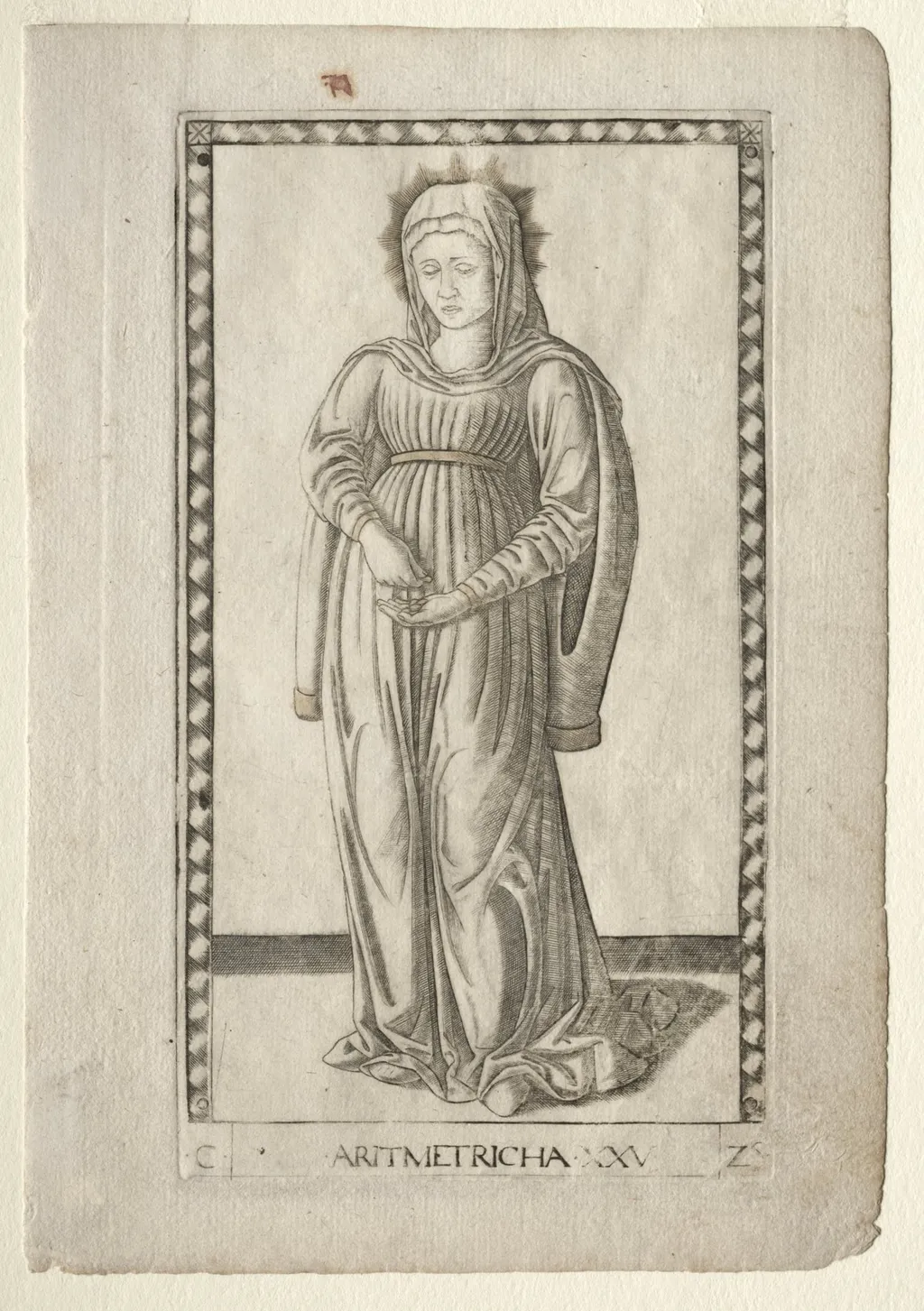 Arithmetic (from the Tarocchi, series C: Liberal Arts, #25), by Master of the E-Series Tarocchi, 1467