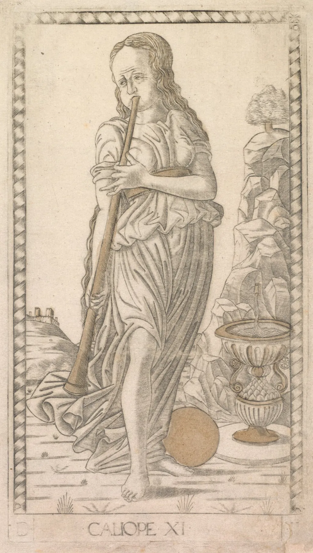 Calliope (from the Tarocchi series D: Apollo and the Muses, #11), by Master of the E-Series Tarocchi, 1467