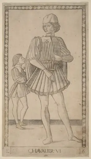 Chavalier (Knight), by Master of the E-Series Tarocchi