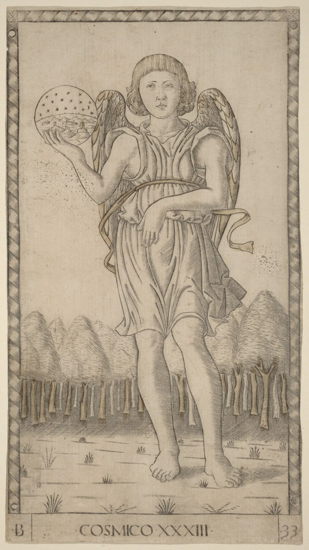 Cosmico (Genius of the World), by Master of the E-Series Tarocchi, ink, 1465