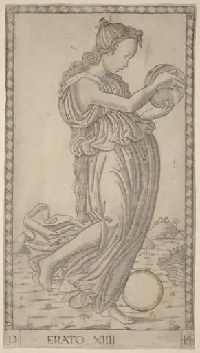 Erato, by Master of the E-Series Tarocchi