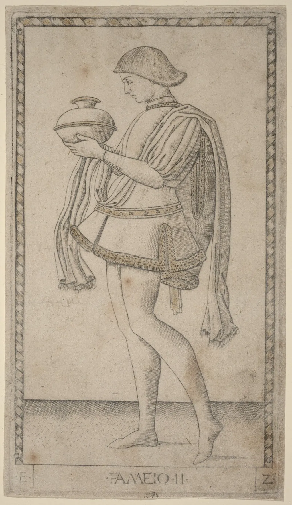 Fameio (Servant), by Master of the E-Series Tarocchi, ink, 1465