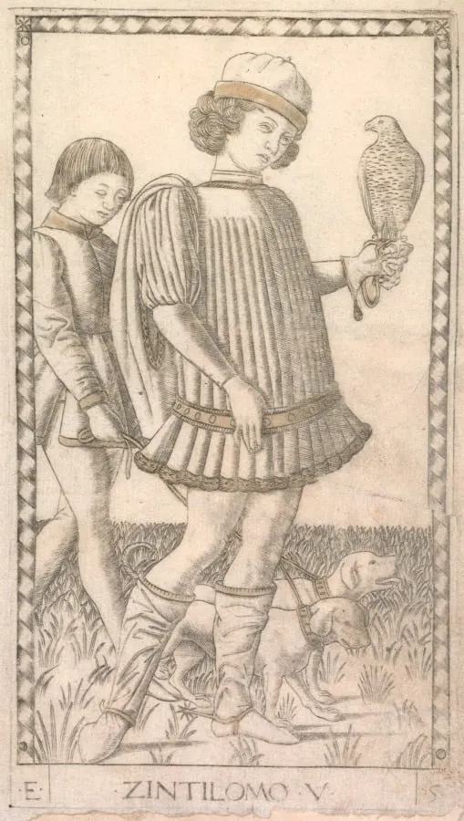 Gentleman (from the Tarocchi series E: Conditions of Man, #5), by Master of the E-Series Tarocchi, 1465