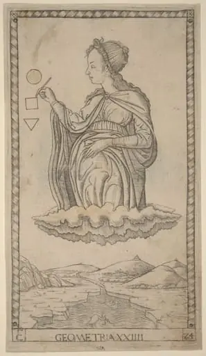 Geometria (Geometry), by Master of the E-Series Tarocchi