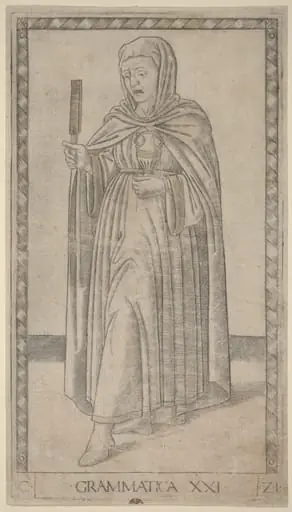 Grammatica (Grammar), by Master of the E-Series Tarocchi