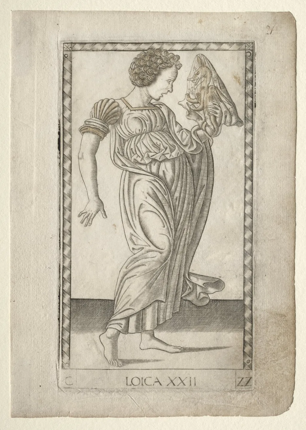 Logic (from the Tarocchi, series C: Liberal Arts, #22), by Master of the E-Series Tarocchi, 1467