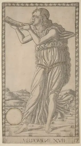 Melpomene, by Master of the E-Series Tarocchi