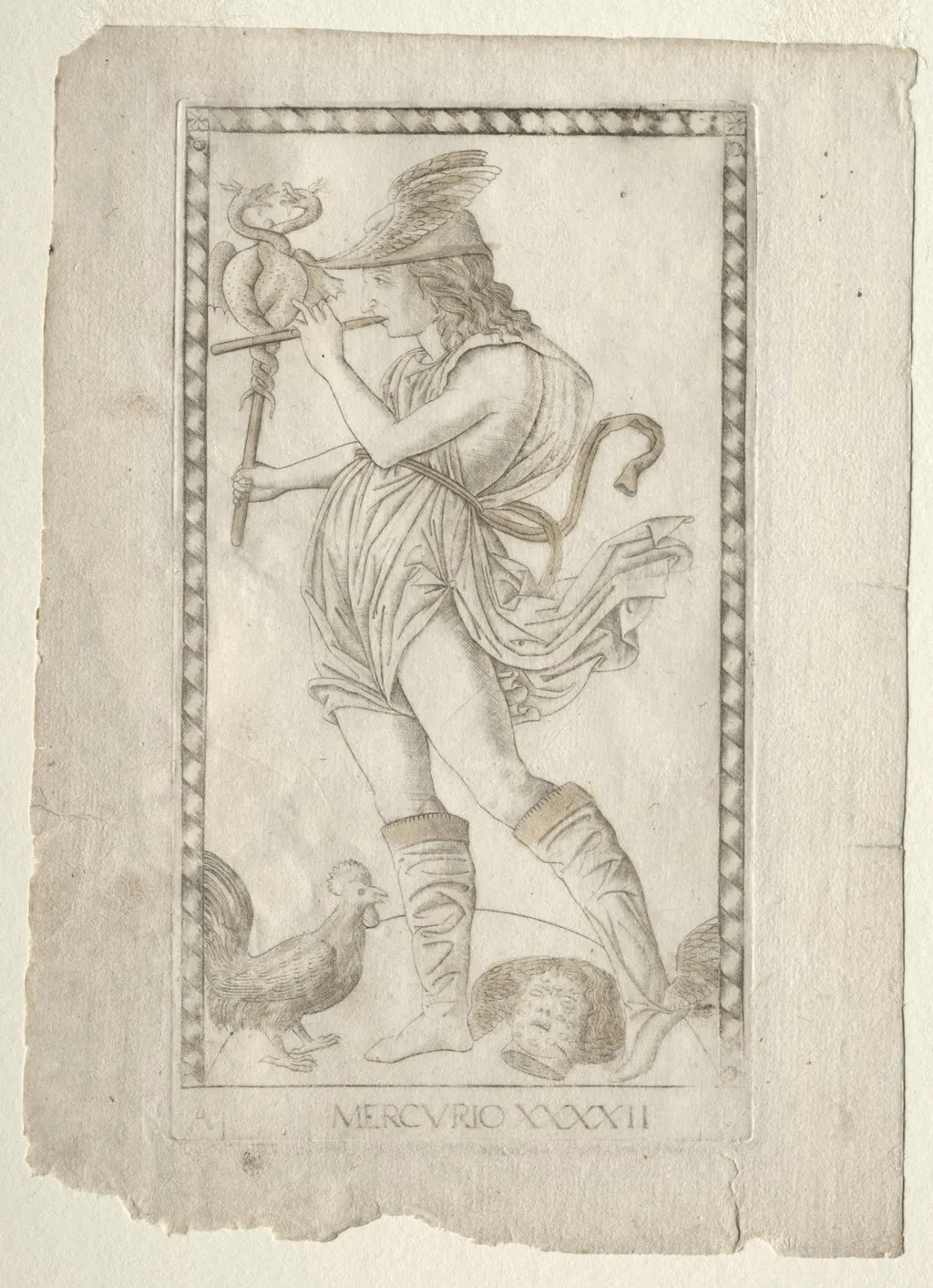 Mercury (from the Tarocchi, series A: Firmaments of the Universe, #42), by Master of the E-Series Tarocchi, 1467