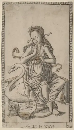 Musicha (Music), by Master of the E-Series Tarocchi