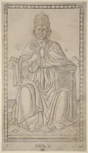 Papa (Pope), by Master of the E-Series Tarocchi