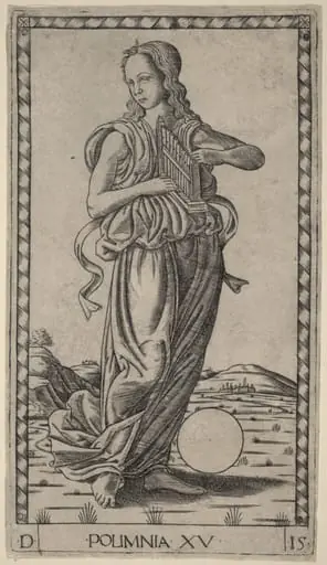 Polimnia (Polyhymnia), by Master of the E-Series Tarocchi