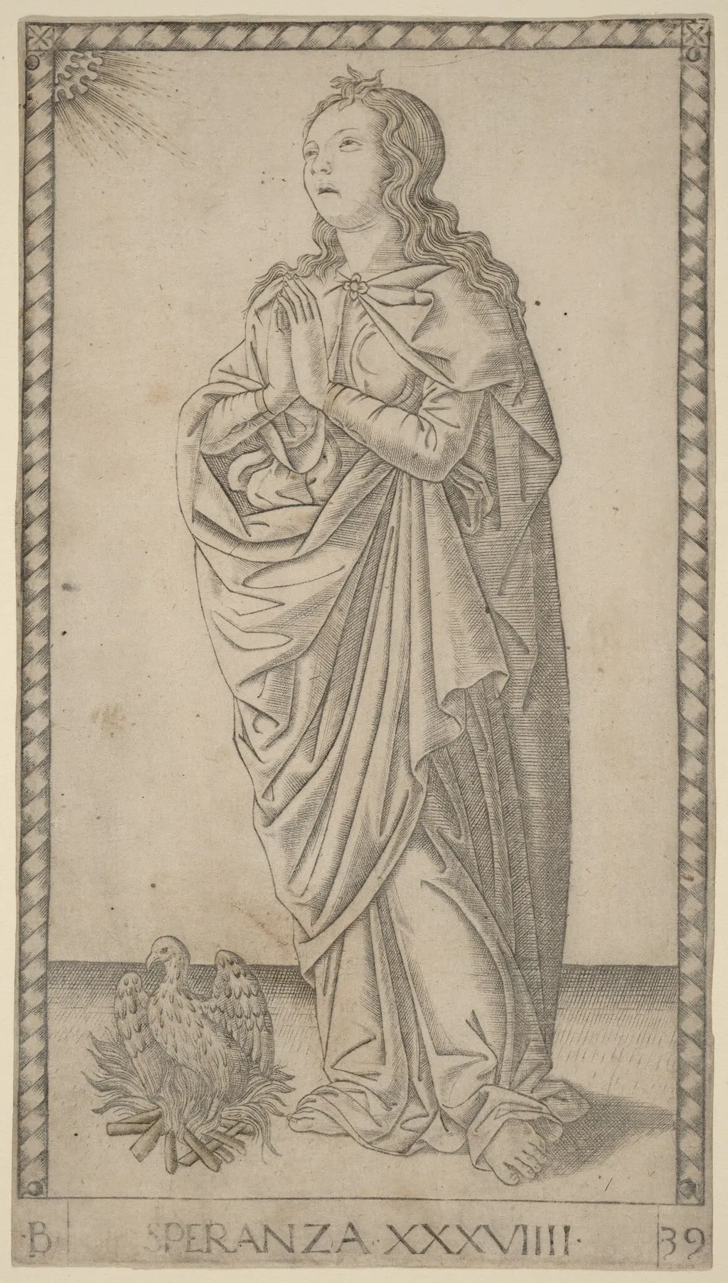 Speranza (Hope), by Master of the E-Series Tarocchi, ink, 1465