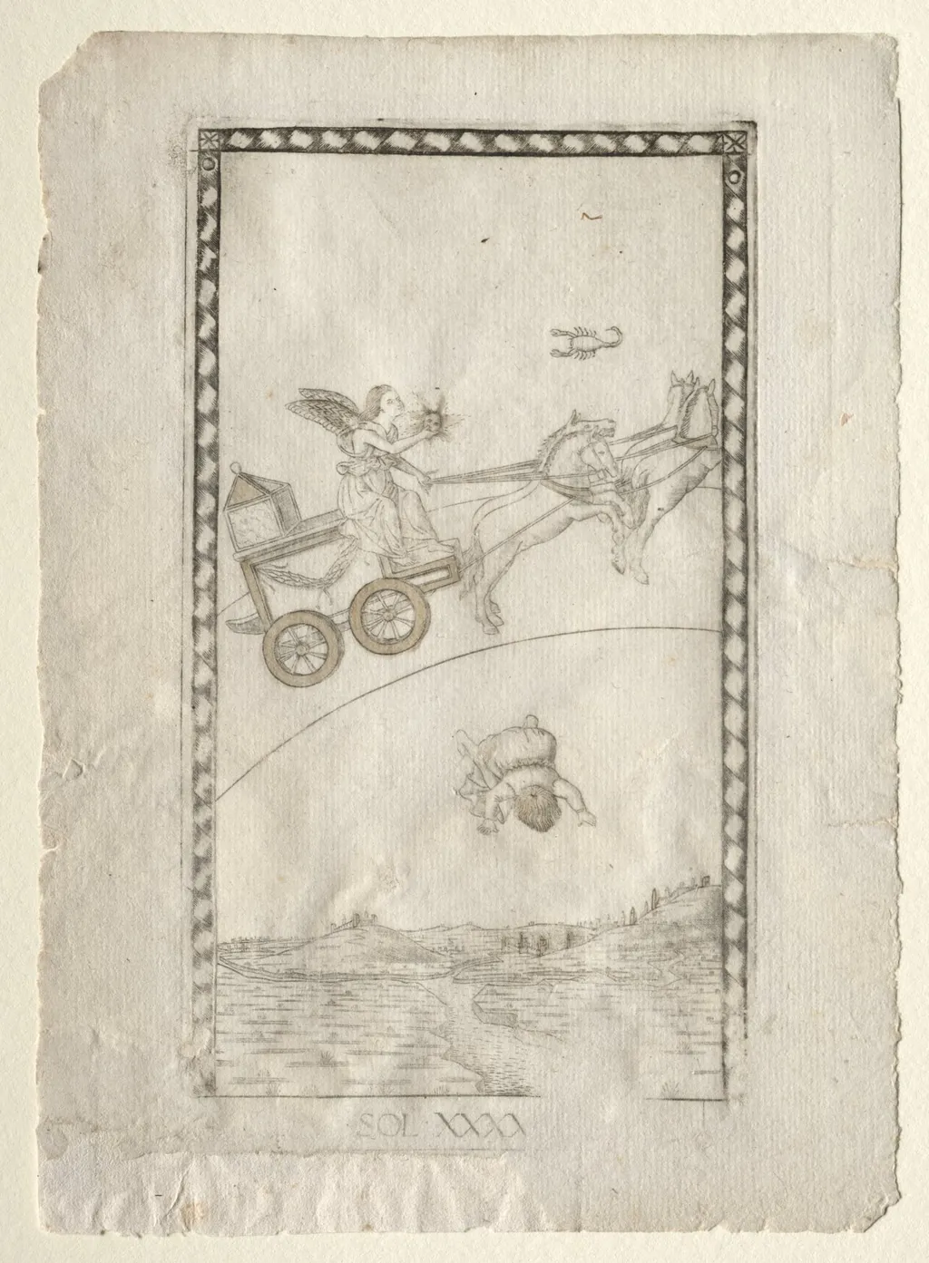 Sun (from the Tarocchi, series A: Firmaments of the Universe, #44), by Master of the E-Series Tarocchi, 1467