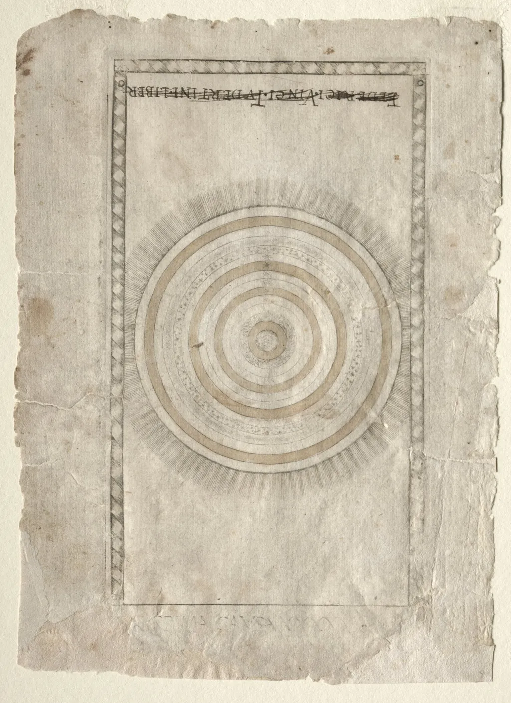 The Empyrean Sphere (from the Tarocchi, series A: Firmaments of the Universe, #50), by Master of the E-Series Tarocchi, 1467