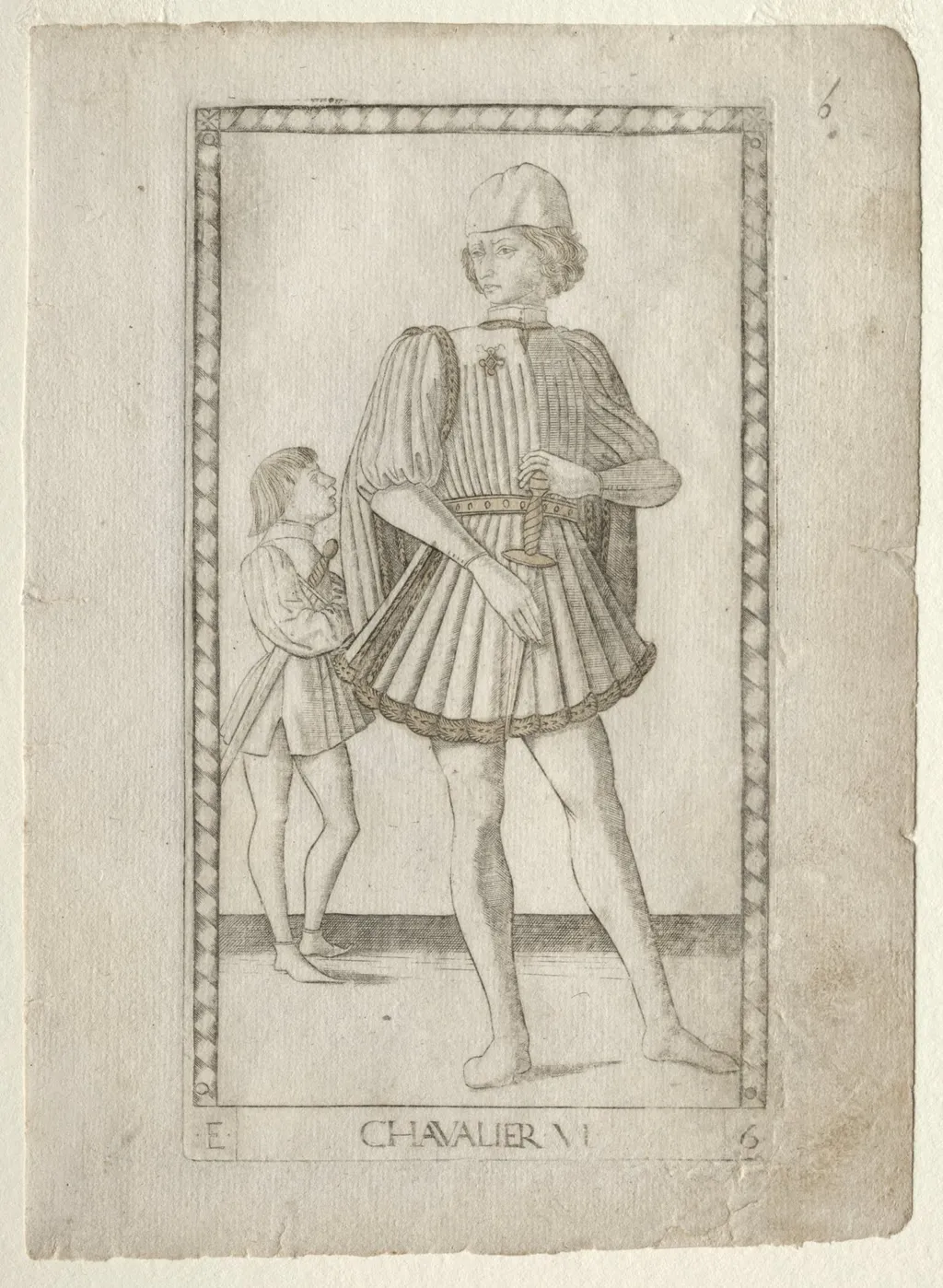The Knight (from the Tarocchi, series E: Conditions of Man, #6), by Master of the E-Series Tarocchi, 1467